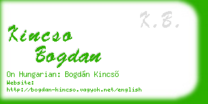 kincso bogdan business card