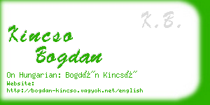 kincso bogdan business card